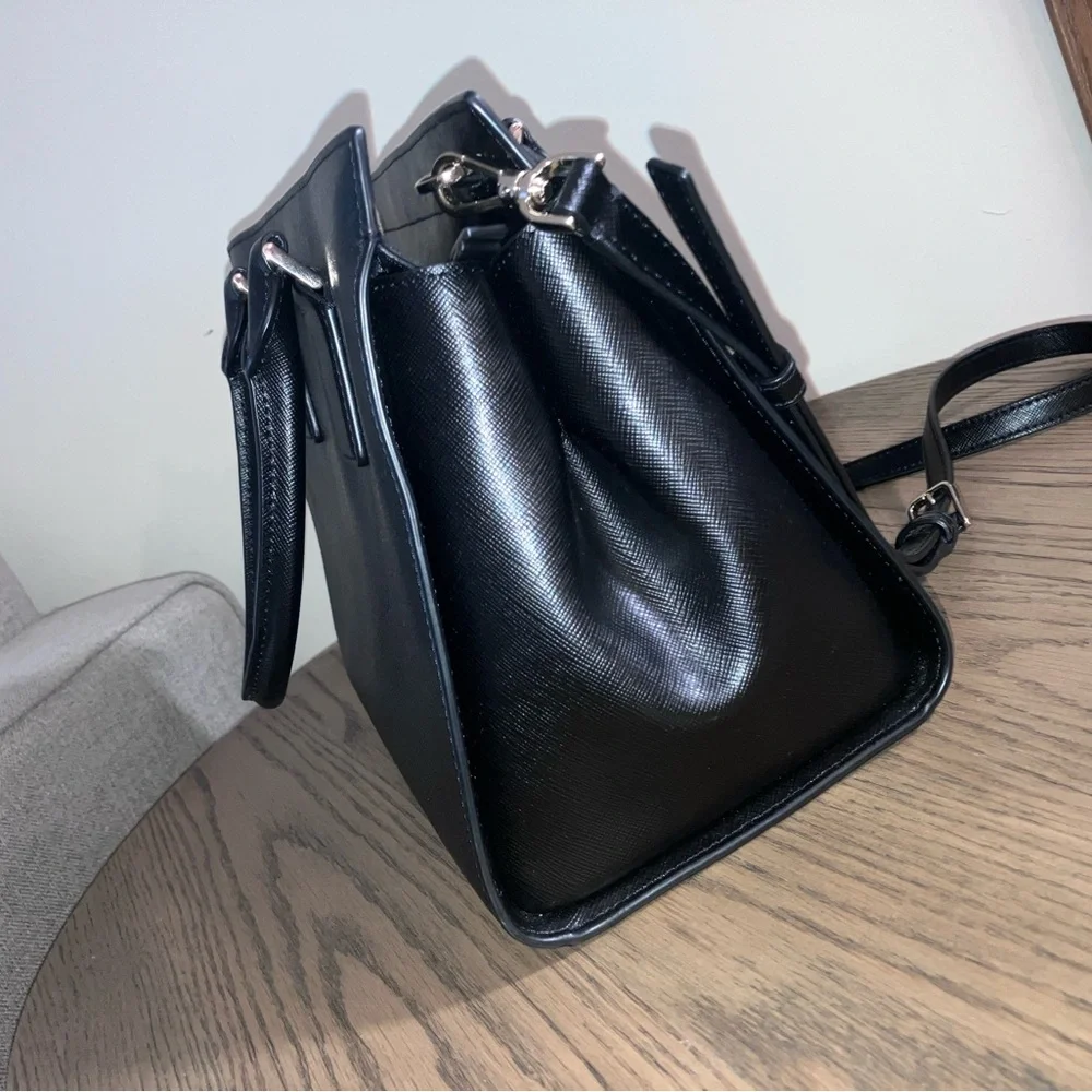 kate spade Black Saffiano Leather Medium Satchel with Detachable Strap
